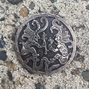 Vintage Sterling Silver Aztec Pendant!
